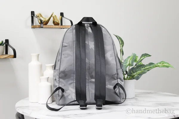 Michael Kors Kent Nylon Camouflage Print Neon Stripe Shoulder Backpack Bookbag