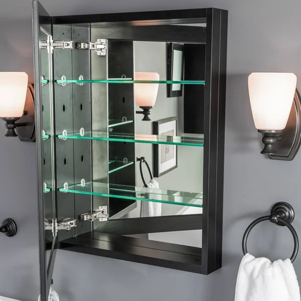 Miseno MBC3023 Carlentini 30x22H x 23x22W Recessed or Surface Mount Medicine Cabinet Black