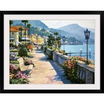 &Bellagio Promenade& Howard Behrens Framed Painting Print Great Big Canvas Size: 35x22 H x 44x22 W x 1x22 D - Format: Black Frame