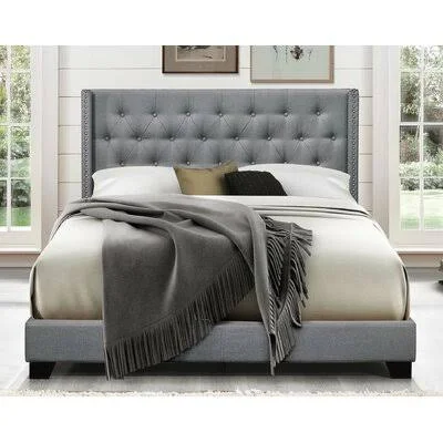 Aadvik Tufted Upholstered Low Profile Standard Bed Greyleigh Size: Full, Color: Gray