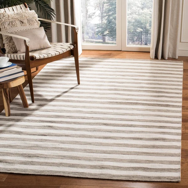 Safavieh Dhurries Brown, Ivory Area Rug; Square 6&