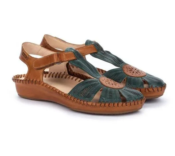 Pikolinos Women's Puerto Vallarta Closed Toe Sandal 655-0575, Size: 35, Emerald Calfskin