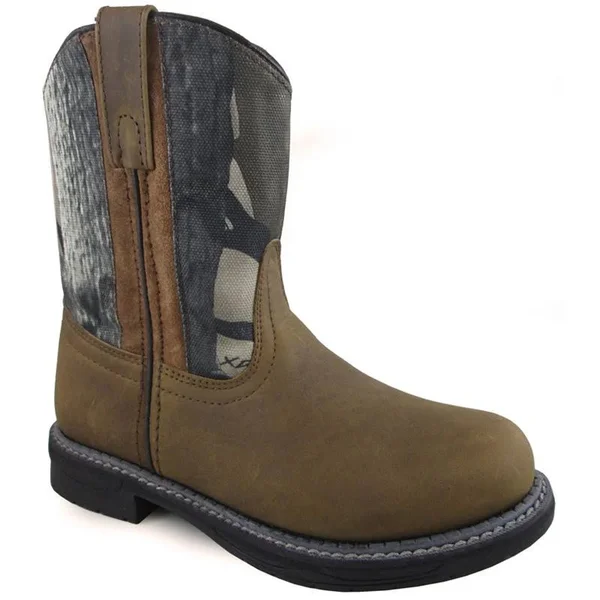 Smoky Mountain Buffalo Wellington Boots - Kids, Brown/Camo