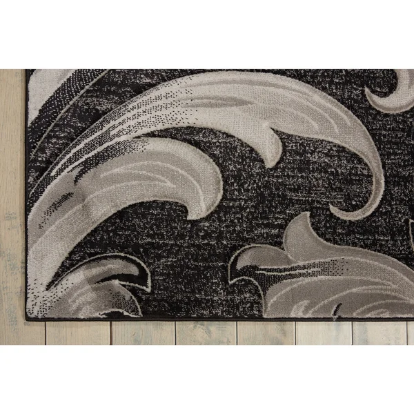 Nourison Soho SOH05 Black Grey Area Rug - 5 ft 3 in x 7 ft 4 in