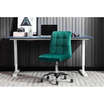 Meaghan Velvet Task Chair Zipcode Design Back Color: Green