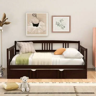 Daybed with Trundle Red Barrel Studio Color: Espresso, Size: Full