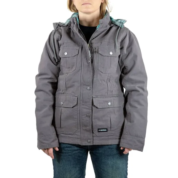 Berne Ladies Washed Barn Coat Quilted Flannel Lined Dark Brown, XL/Tall