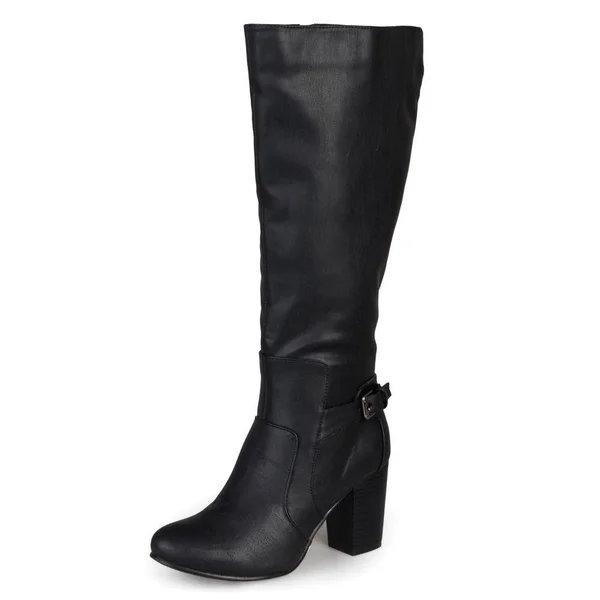 Journee Collection Womens Buckle Detail High-Heeled Boot