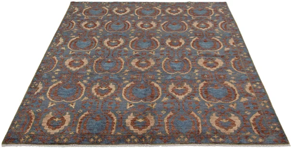 Hand-Knotted Finest Ushak Dark Blue Wool Rug 8&1x22 x 9&9x22
