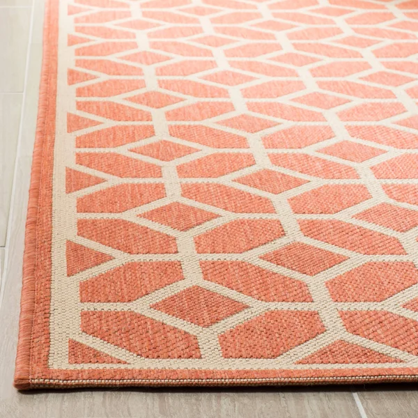 Safavieh Linden LND127Q 6&7x22 x 6&7x22 Square Red - Creme Area Rug
