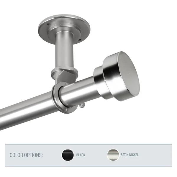 InStyleDesign Beret 1 inch Diameter Ceiling Curtain Rod/ Room Divider - 120 to 170 Inches - Satin Nickel