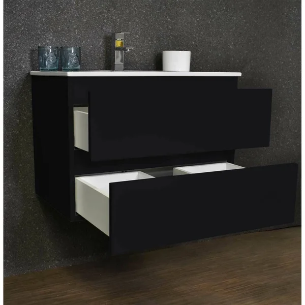 Salt 24x22 Floating Bathroom Vanity in Gray Ceramic Vanity Top in White with White Basin