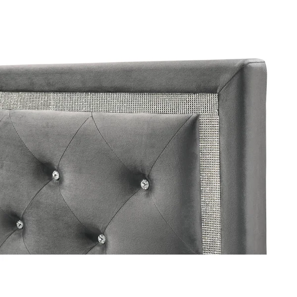 Dark Grey Velvet Uph. Storage Platform Bed - Full Size
