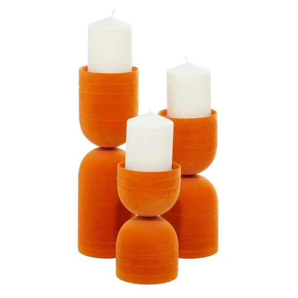 Monroe Lane Iron Modern Candle Holder Set of 3 - Orange