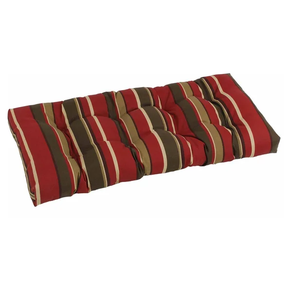 Blazing Needles Reo Stripe Outdoor All Weather Loveseat Cushion Montserrat Sangria Stripes