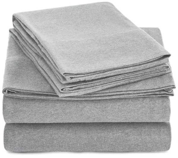 AmazonBasics Heather Jersey Sheet Set - Queen, Light Gray, 102 x 90 inches