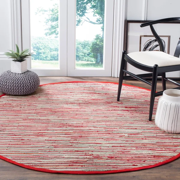 Safavieh Rag Rug RAR129R Red, Multi Rug 6& x 6& Round