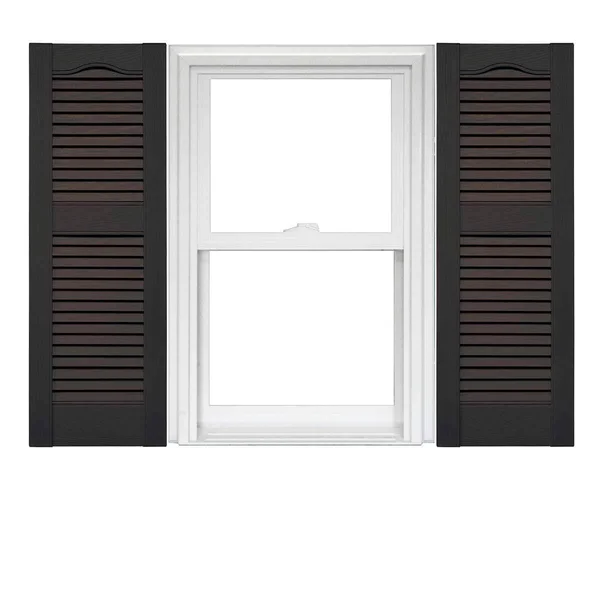 Mid America Open Louver Vinyl Shutters (1 Pair) - 14.5 x 55 010 Musket Brown
