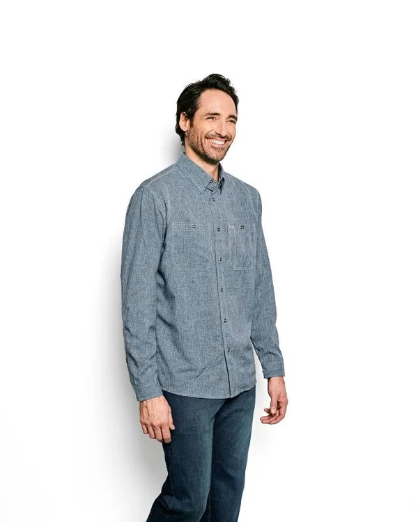 Orvis Men's Tech Chambray Work Shirt - Medium Blue, XL