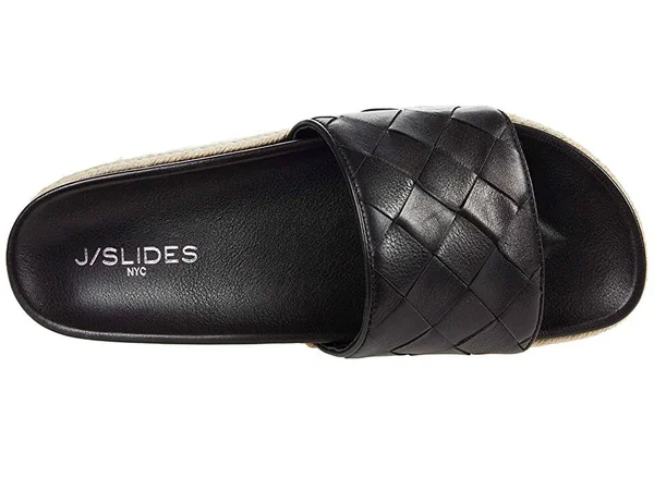 J/Slides Rollie Sandal Black Leather - Black 9 Medium
