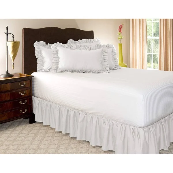 Ruffled Bed Skirt with Split Corners - King 14x22 Drop - Brown