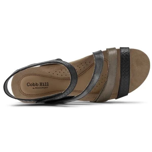 Cobb Hill Hollywood Women's 4-Strap Comfort Sandal Black Multi - 8.5 Wide