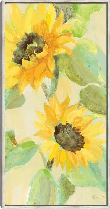 Sunny Blooms Framed Canvas Art by Albena Hristova Barnwood 21x40 Fineartcanvas