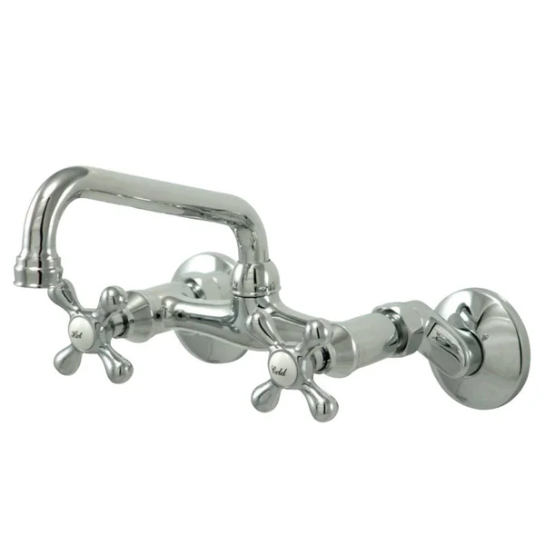 Kingston Brass Ks213sb Magellan 6x22 Adjustable Center Wall Mount Kitchen Faucet - Brushed Brass