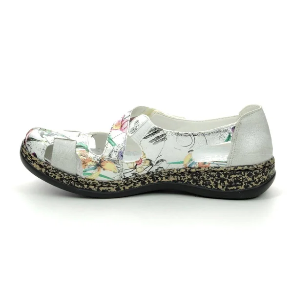 Rieker 463H6-90 White/Silver Womens Slip on Shoes 40 EU