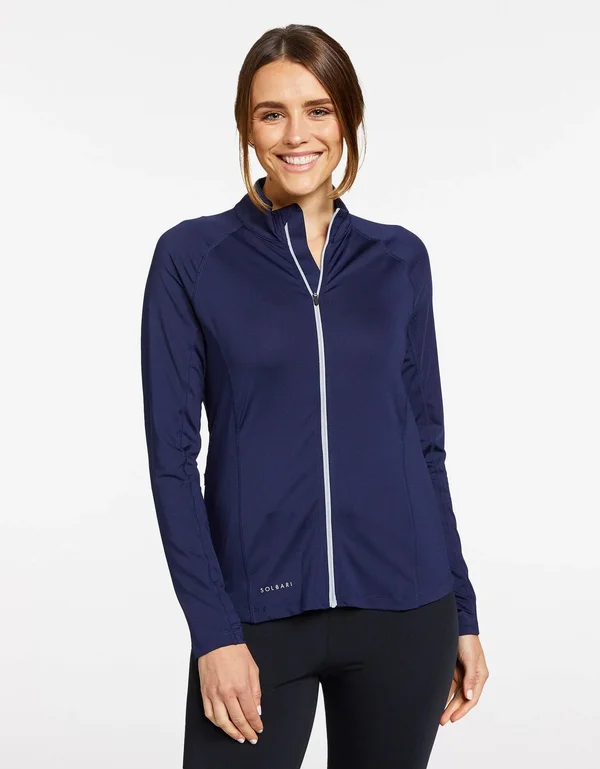 UPF 50+ Sun Protective Essential Full Zip Jacket for Women - Solbari Classic Navy