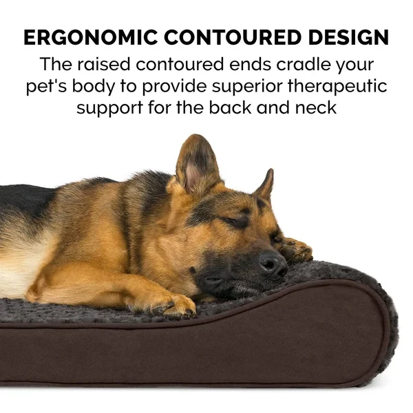 FurHaven Pet Bed, Cooling Gel Ultra Plush Luxe Lounger Dog Bed - Chocolate - Giant