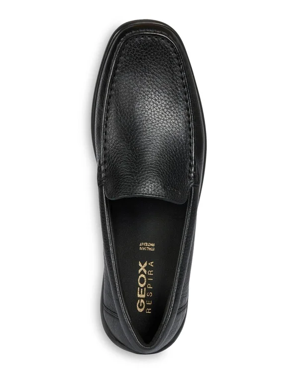 Geox U Devan Mens Brown Leather Casual Slip on Loafers Shoes Coffee