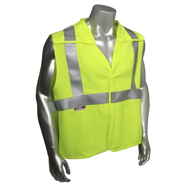 Radians FR 5 Point Break-Away Class 2 Fire Resistant Vest - Solid Hi Vis Green, Utility HRC1 Arc Rated Vest SV94-2VGSFR, Made in