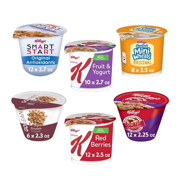 Kellogg's Breakfast Cereal - Single Serve - Classic Wellness Assortment, 2.2 oz Cup, 60/Carton