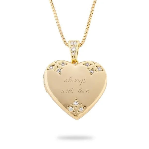 Personalized Womens Gold Tone Pave Heart Locket Necklace - Brass, Things Remembered