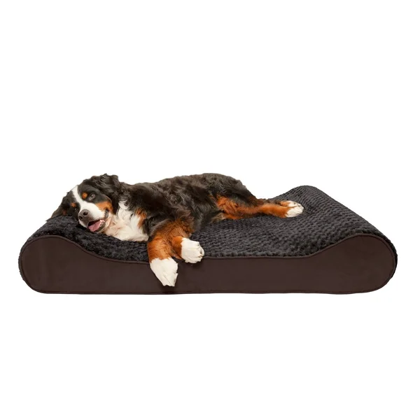 FurHaven Pet Bed, Cooling Gel Ultra Plush Luxe Lounger Dog Bed - Chocolate - Giant