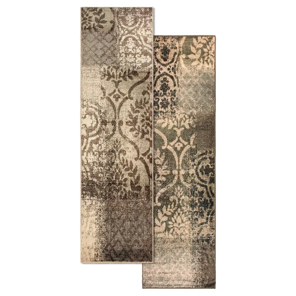 Miranda Haus Bristol Abstract Damask Indoor Area Rug Collection - Beige/Brown 8& x 10&