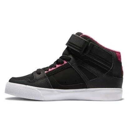 DC Kids& Pure High-Top EV Youth Skate Shoe Size 3-M Black/Pink/Black