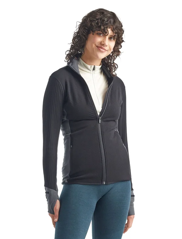 Icebreaker Women's Descender LS Zip Top - Xs - Black - Monsoon