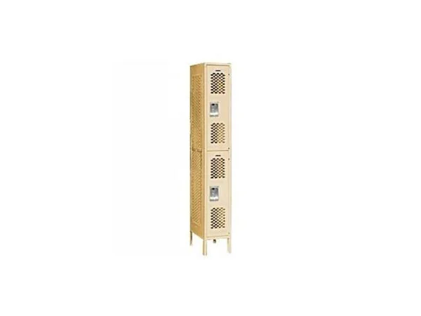 Salsbury Industries 72165TN-U 12 in. W x 78 in. H x 15 in. D Vented Metal Locker-Double Tier-1 Wide-Tan-Unassembled