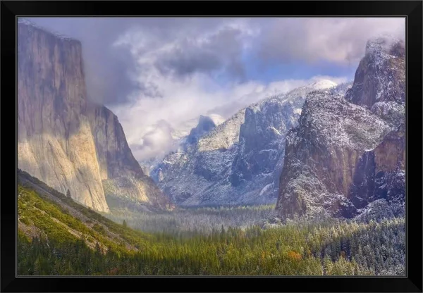 The Tunnel View Yosemite National Park - California, Black Framed Wall Art, 36x24, Great Big Canvas