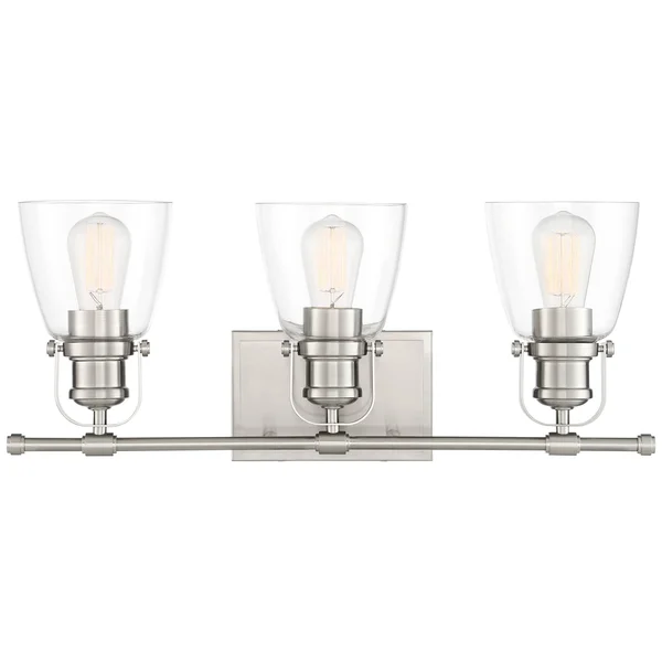 Kalen 23 1/2x22 Wide 3-Light Brushed Nickel Bath Light