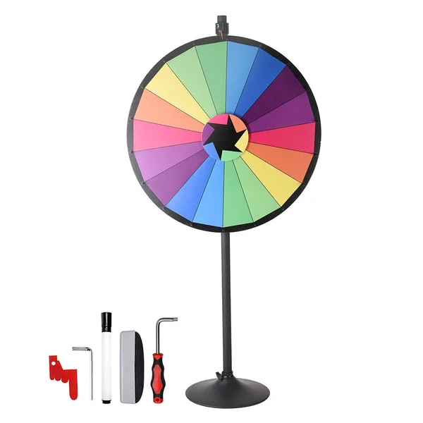 WinSpin 36x22 18 Customizable Slots Largest Prize Wheel w/ Stand Fortune Spin Game Carnival Tradeshow