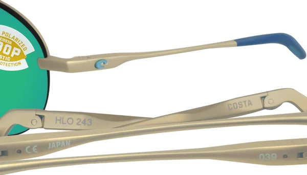 Costa Del Mar Sunglasses Helo Matte Champagne Blue, Turquoise Green Mirror 580P