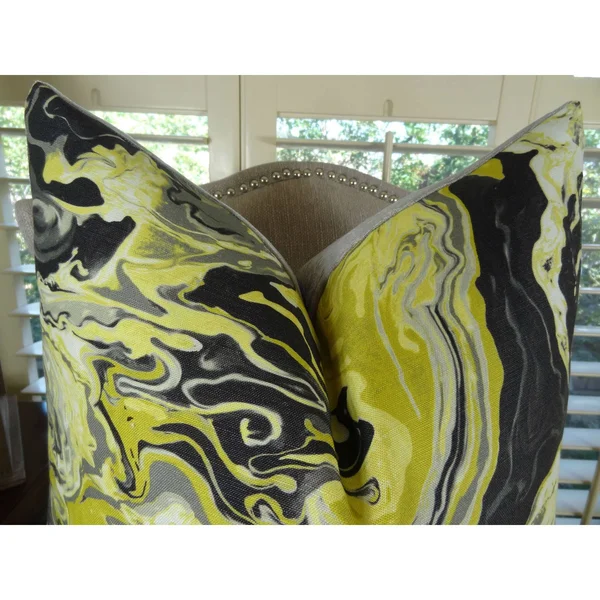 Plutus Medici Marble Ink Handmade Throw Pillow Double Sided 22x22 x 22x22