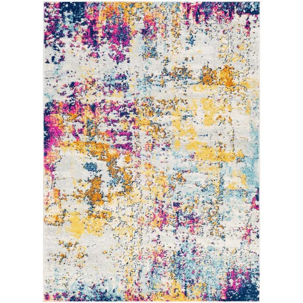 Art of Knot Abstract Modern Area Rug - Medium Gray, 87 in x 63 in, Size: 5&3 x 7&3, Pink