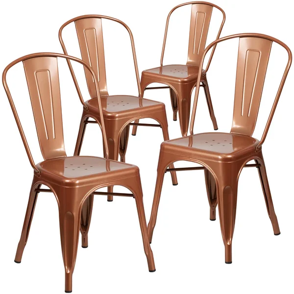 Flash Furniture 4 Pk. Green Metal Indoor-Outdoor Stackable Chair