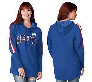 NFL Women's Double Team Tunic Pull-Over Hoodie - Size Large, Giants
