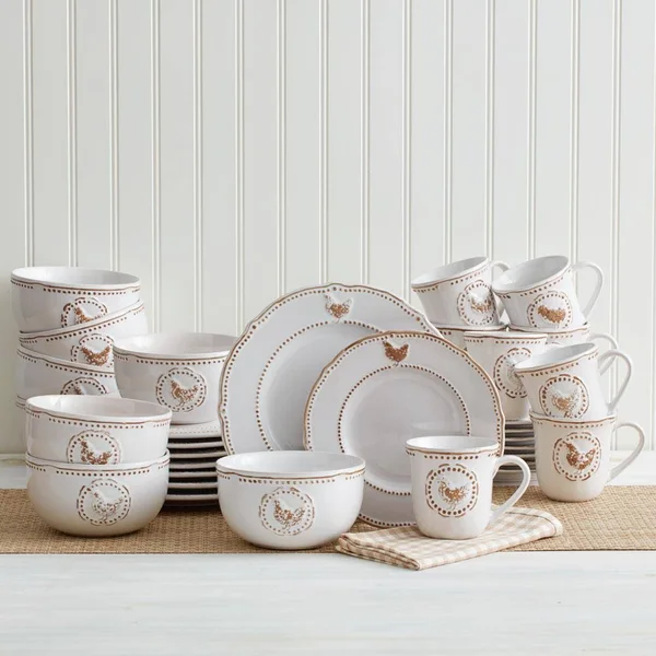 Farmhouse Hen Service for 8 with Serveware