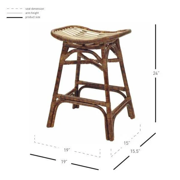 New Pacific Direct 2400005 Beyla Rattan Counter Stool - Marble Brown